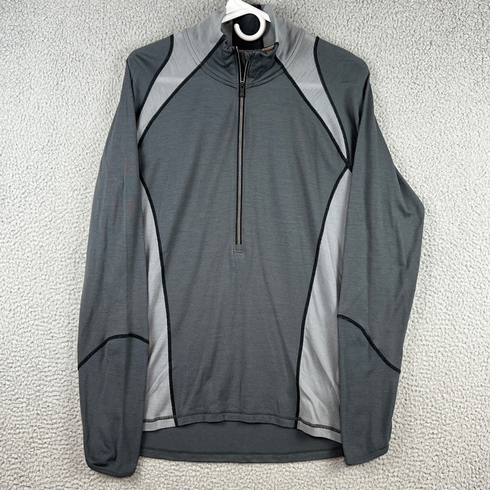 Smartwool Mens 100% Merino Wool lightweight 1/4 Zip Pullover Grey SL629 Size M‎